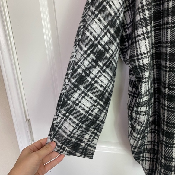 Riah Fashion Goth Cardigan Bat Wing Sleeve open front Black & Gray Plaid XL - Picture 7 of 11